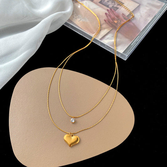 Gold-Plated Anti Tarnish Heart Themed Layered Pendant